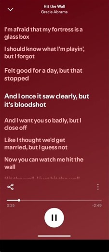 Hit the wall by gracie abrams part 1 #lyrics #viral #shortfeed