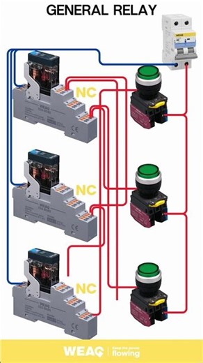 Activating General Relay with MCB and Triple Button Setup.