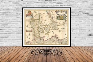 Kingdom of Denmark Map Print: 1650 Rare Fine Art Reproduction - Etsy