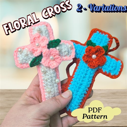 Cross Crochet Pattern: Floral and Pearls | Easter Crochet Pattern | Beginners PDF Download - Etsy