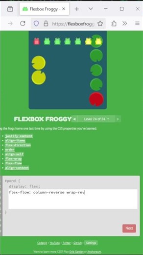Solve flexbox froggy Lvl 24 | #flexbox #css #programming
