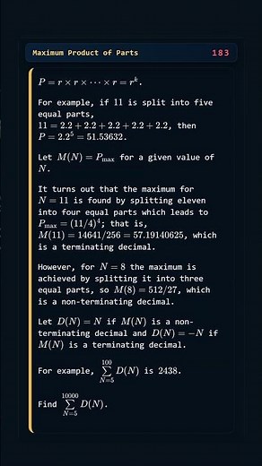 Project Euler #183: Maximum Product of Parts | Python #coding #python #programming