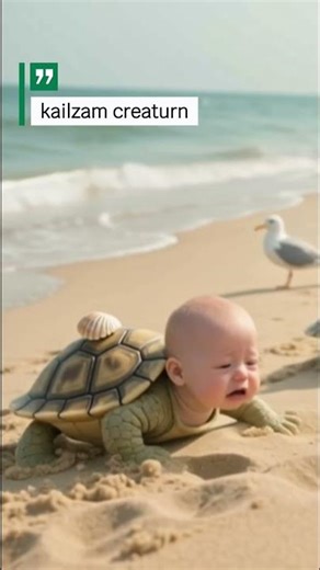 Baby turtle crying looking for her mother
