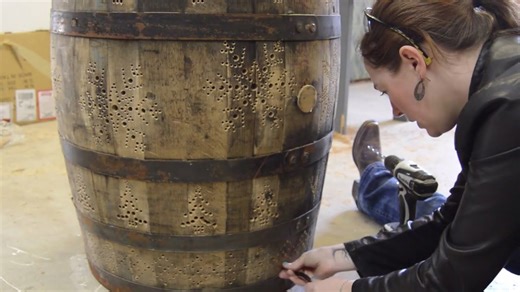 Build a light-up whiskey barrel for bold home decor