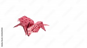 Beautiful origami crane animated flying . 4K video
