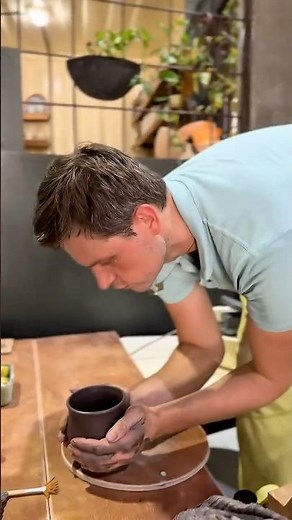 Making a Mug in a pottery wheel - in progress! #pottery #art #artist #clay