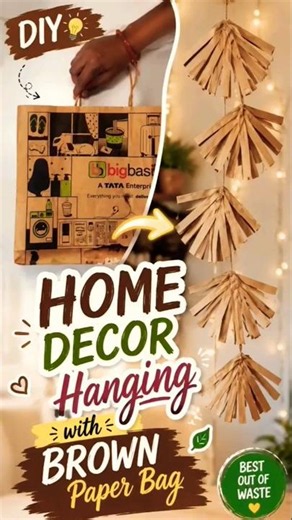 brown paper bag reuse ideas// home decor wall hangings #diy #shorts