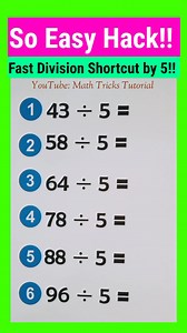 67K views · 3.6K reactions | FAST Division Shortcut by 5 - So Easy...