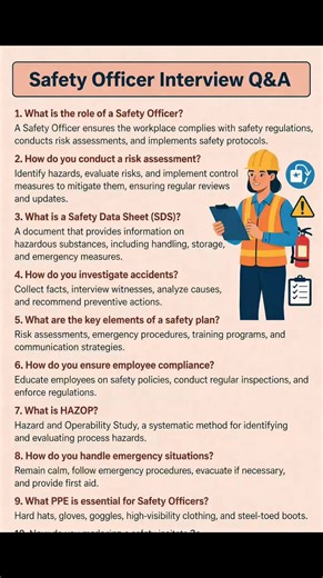 Safety officer interview Questions and answer ‼️✅ . . . #safety #officer #interview #interviewtips #engineering #fbviral #fblifestyles | Fire-fighting and Fire Alarm system