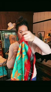 The magic tie is back! Try tying your silk scarves or cowboy wild rags like this! Cute around your neck or use it in your hair! https://gillilandhcwildrags.com/ #wildragtutorial #cowgirlfashion #westernootd #scarfstyles #mywesternoutfit #westernboutique #silkscarves #wildrags | Gilliland H&C Ranch Wear