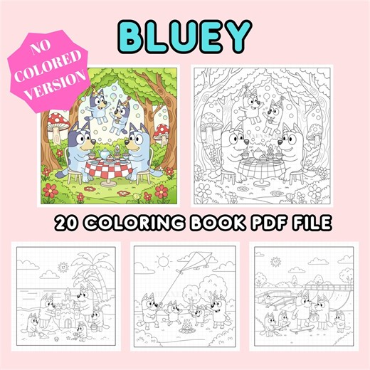 20 Bluey Kids Coloring Book PDF File, Printable Bluey Coloring Sheets, Bluey and Bingo Coloring Book Bundle, Cute Coloring Pages - Etsy Canada