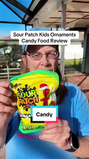 Sour Patch Kids Ornaments candy food review. These are a sour then sweet flavored candy in the shape of a Christmas ornament. This is a limited holiday release. This is not a sponsored post. @Sour Patch Kids #candyreview #christmascandy #foodreviews #sourpatchkids #sourpatch