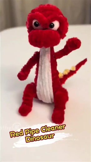 Tiny red dinosaur made with pipe cleaners! 🦕#PipeCleanerCraft #PipeCleanerDinosaur #DIYCrafts #CuteCrafts #EasyDIY