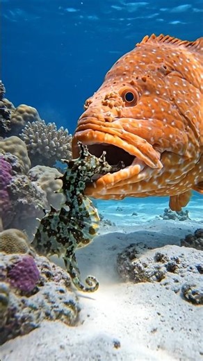 Orange Roughy Monster vs. Leafy Seadragon – Deep-Sea Ambush! #shorts