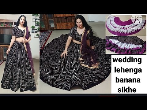 How to make Wedding lehenga with cancan | Lehenga choli cutting stitching