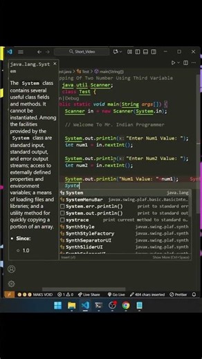 java program to print swapping of two numbers | day - 35 #java #interview #coding #shorts