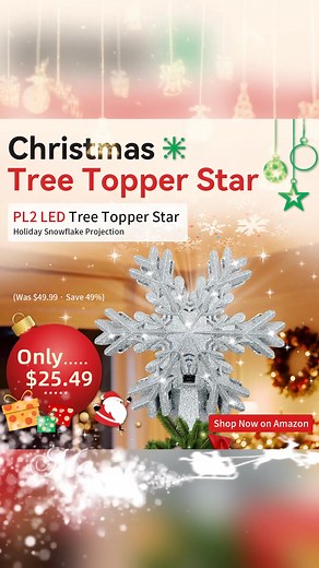  Christmas Tree Topper Star PL2 LED Tree Topper Star · Holiday Snowflake Projection  ONLY $25.49 (Was $49.99 · 49% OFF)  Shop on Amazon https://www.amazon.com/dp/B0FL747JZN?th=1 #ChristmasDecor #TreeTopper #HolidayLights #HolidaySale #AmazonFinds #GiftIdeas #Xmas2024 #DealAlert | Qiansi Electronics | Facebook