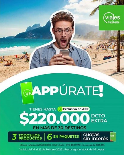 APPúrate las mejores ofertas en Viajes Falabella