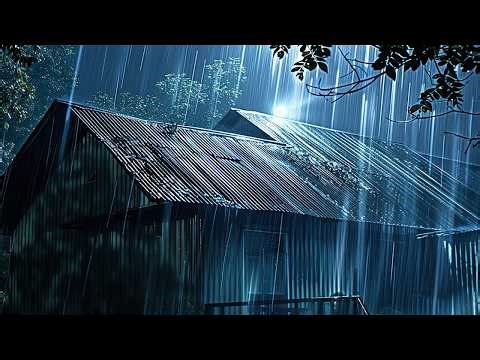 No Ads Rain Sounds for Sleeping – ASMR Extreme Tin Roof Rain and Thunder for Night Calm Sleep