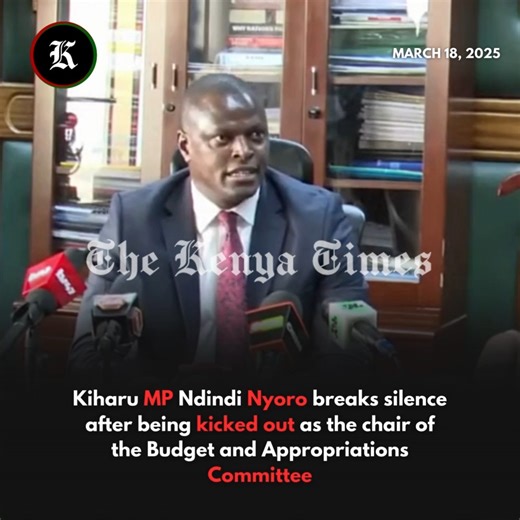 1.5K views · 73 reactions | Kiharu MP Ndindi Nyoro breaks silence after being kicked out as the chair of the Budget and Appropriations Committee | The Kenya Times | Facebook