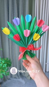 Làm bó hoa đơn giản độc đáo từ giấy bìa màu | Mầm non D.I.Y