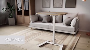 25 Inch Mobile Folding Desk - No Assembly Pneumatic Sit-Stand Desk, 29-42" Height Adjustable Rolling Laptop Desk with Hidden Wheels, 0-90° Tilt Top for Home Office, Craft & Study