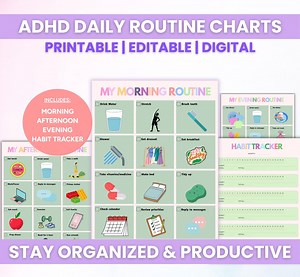 ADHD Neurodivergent Daily Visual Schedule, Editable Routine Cards, Family Routine Cards, Routine Chart for Adults, Habit Tracker for Family - Etsy Australia