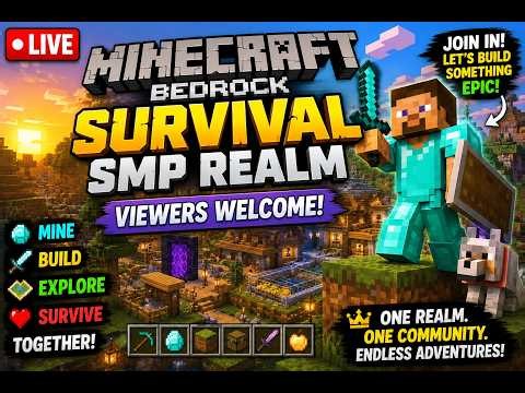🌍 Minecraft Bedrock Survival SMP Realm LIVE! (Viewers Welcome 🔥)