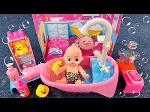 6 Minutes Satisfying with Unboxing Cute Pink Baby Bathtub Playset, Real Working Water ASMR