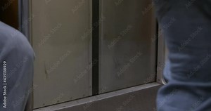 Door of a subway train closing in slow motion