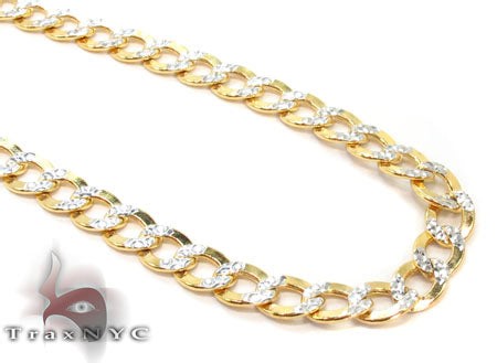 10K Yellow Gold Diamond Cut Solid Curb Link Chain 3.2mm 33012
