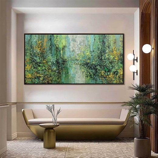 Abstract Forest Oil Painting, Textured Green Landscape Art, Vibrant Nature Wall Decor, Modern Artwork for Home and Office Spaces - Etsy