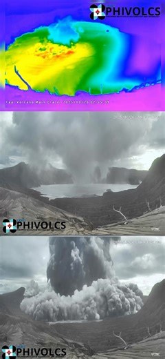 124K views · 258 reactions | THREE MINOR ERUPTIONS AT TAAL VOLCANO LOOK: PHIVOLCS released time-lapse footage showing three minor eruptions at the Main Crater of Taal Volcano today, October 26, 2025 — one phreatic (2:55 AM) and two phreatomagmatic (8:13 AM and 8:20 AM). The eruptions generated plumes that rose 1,200–2,100 meters above the crater. Alert Level 1 remains in effect over Taal Volcano. : Phivolcs | GMA Public Affairs | Facebook
