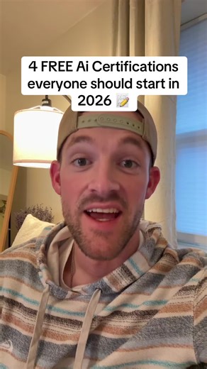 Here’s my top 4 free Ai certifications to learn from in 2026. #learnai #aiclass #ai #aitips #creatorsearchinsights