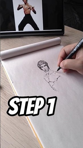 This is how a Bruce Lee drawing begins #drawing #shorts #short #brucelee #sketch