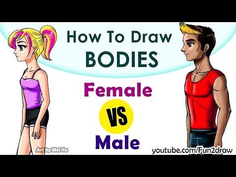 How to Draw a BODY | How to Draw Anime Manga Tutorial - Male vs. Female | Mei Yu Online Art Lessons