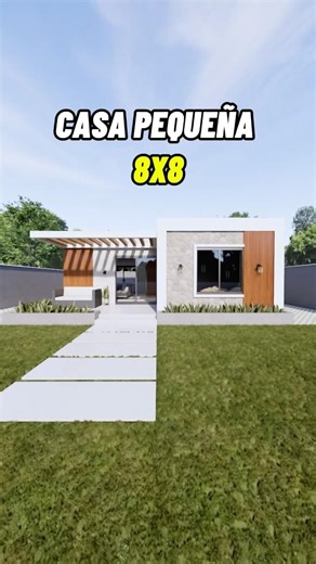 Casa Pequeña moderna de 8X8 🏠 #arquitectura #casaspequeñas #planosdecasas #fachadasmodernas