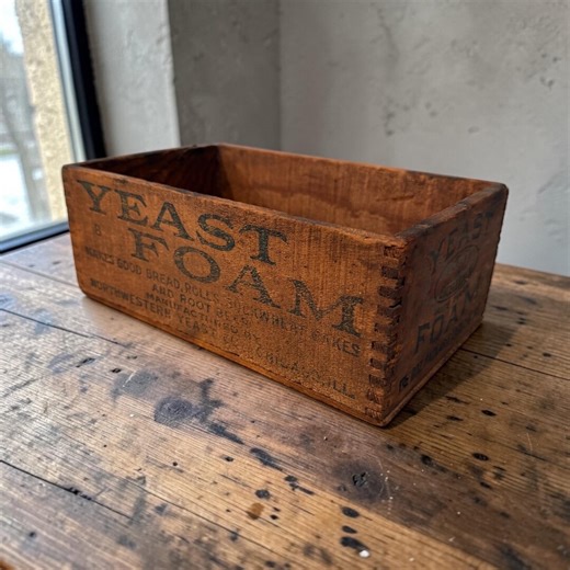 Vintage Yeast Foam Wooden Box | Primitive Farmhouse Storage | Rustic Cabin Decor | Antique Shelf Display - Etsy