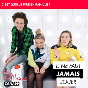 978K views · 4K reactions | « - C’est quoi le pire en famille ? Il ne faut jamais jouer à des jeux de société ou des jeux de cartes avec les gens qu’on aime ! » Merci à Florence Pugh, Saoirse Ronan et Timothée Chalamet pour le conseil  #LesFillesDuDocteurMarch | La Boîte à Questions | Facebook