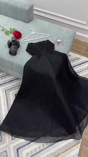 فستان عروس لؤلؤ كبس مطرز بالخامة الناعمة والقصة الكلوش