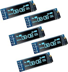 5 Pcs 0.91 Inch I2C IIC OLED Display Module OLED Screen DC 3.3V~5V Compatible with Arduino Raspberry PI (Blue Display Color)