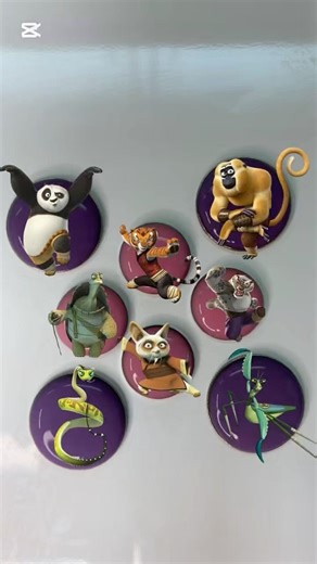 Kung Fu Panda Character Button Badge Set – Cute Cartoon Pins Collection #satisfyingvideo #resinart