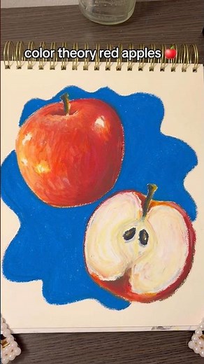 Drawing color theory apples 🍎 #oilpastel #drawing #fruit #art
