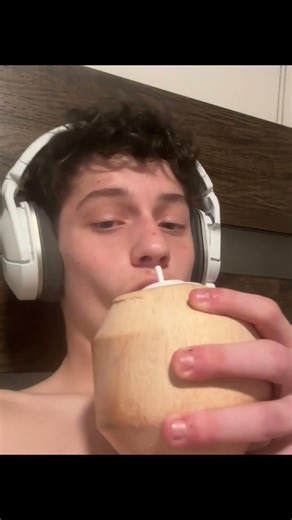 lil bum drinking coconut water (thinks he’s tuff)