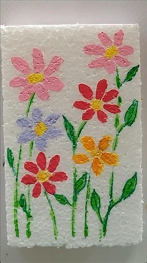 Painting easy flowers on styrofoam - How to paint easy and simple flowers using acrylic paints