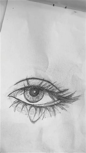 How to draw an eye with teardrop for Beginners - Easy Way To Draw A Realistic Eye#shorts#ytshorts