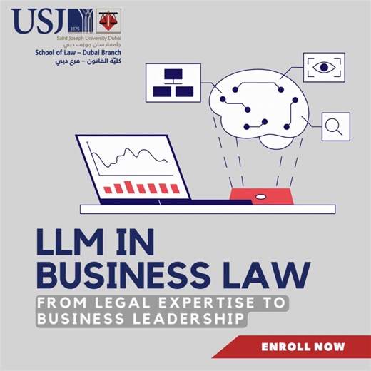 Looking to deepen your legal or business expertise? Join the LL.M. in Business Law at Saint Joseph University Dubai – an accredited Master’s program open to both law and business graduates. ✅ Scholarships available ✅ Accredited & industry-relevant ✅ Apply now for Spring 2026 intake #schooloflaw #LLM #MastersInLaw #BusinessLaw #USJDubai #LegalStudies #SchoolOfLaw | Saint Joseph University Dubai