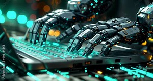 Robotic Hands Typing on Laptop: Artificial Intelligence, Automation, and the Future of Work. Artificial Intelligence & Automation