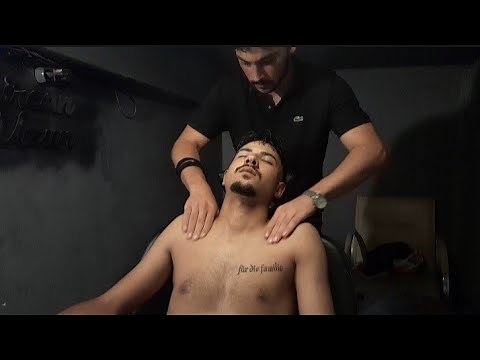 Exceptional asmr massage, skin care and neck, back, chest, head, massage to remove dead skin