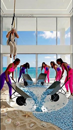 INSANE Floor! Baby Blue Pebbles Beach Pool #pool #transformation #floor